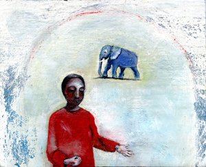 يوم الفيل الأزرق 2004 (زيت على الكتان)